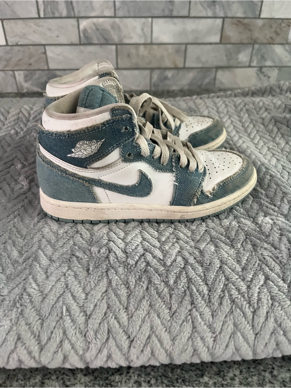 Jordan Kids' High-Top Sneakers in Blue and White